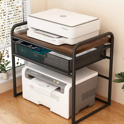 Office Printer Stand & Desktop Organizer – Foldable Multifunctional Shelf for Copier, Files & Space-Saving Storage