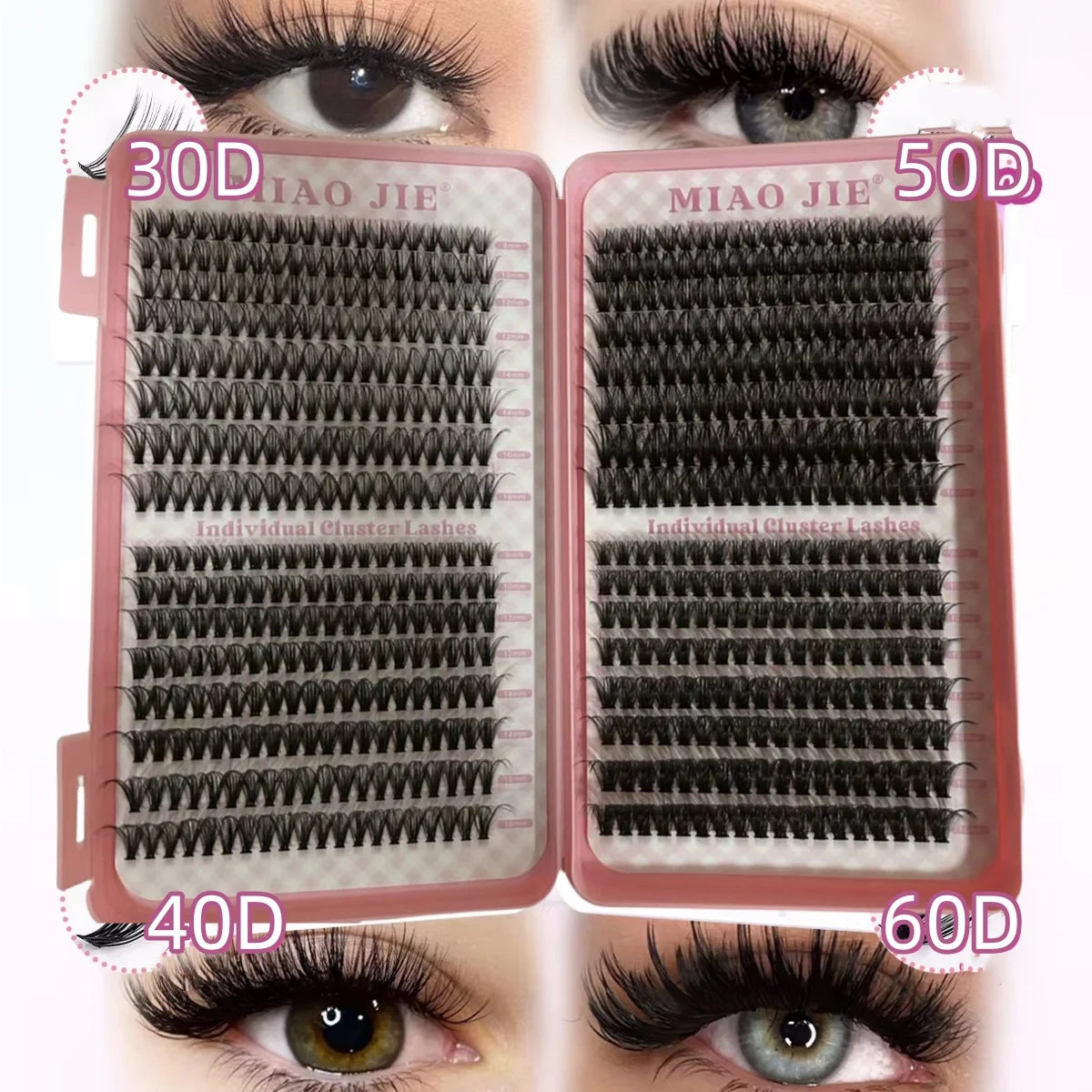 MJ DIY Lash Extensions Kit – 640pcs Wispy Lash Clusters 80D/100D, Mix 9-18mm Individual Cluster Eyelash Extensions