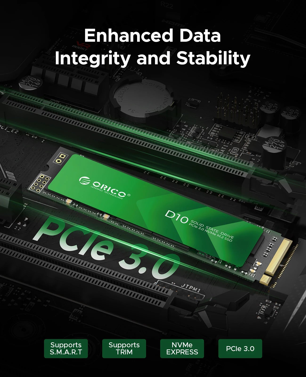 ORICO M.2 NVMe 1TB SSD – PCIe 3.0 3500MB/s Gen3x4 Internal Solid State Drive for Laptop & Desktop (3D NAND TLC/QLC)
