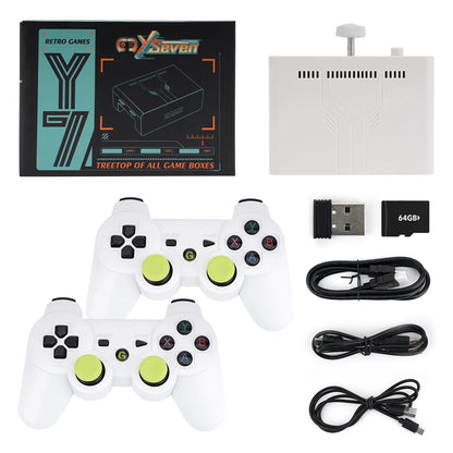 Ampown Y7 256GB Video Game Console with Linux OS, 12,000 Built-in Games, Wireless Rechargeable Controller, Low Latency Gaming Player Gift