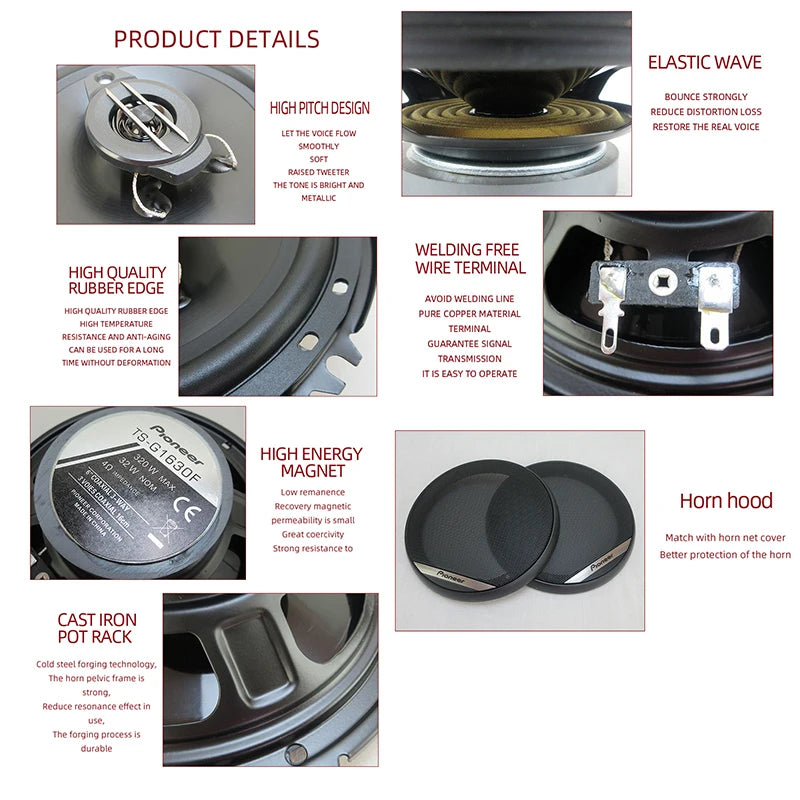 6 Inch 640W 3-Way Universal Car Coaxial Speakers - Full Range HiFi Auto Stereo with Non-Destructive Installation
