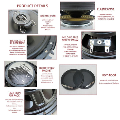 6 Inch 640W 3-Way Universal Car Coaxial Speakers - Full Range HiFi Auto Stereo with Non-Destructive Installation