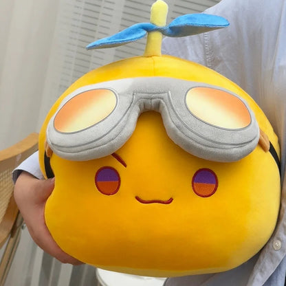 Cartoon Plush Yellow Goggles Doll Pillow – Soft Bamboo Dragonfly Cushion Toy, Cute Gift for Children