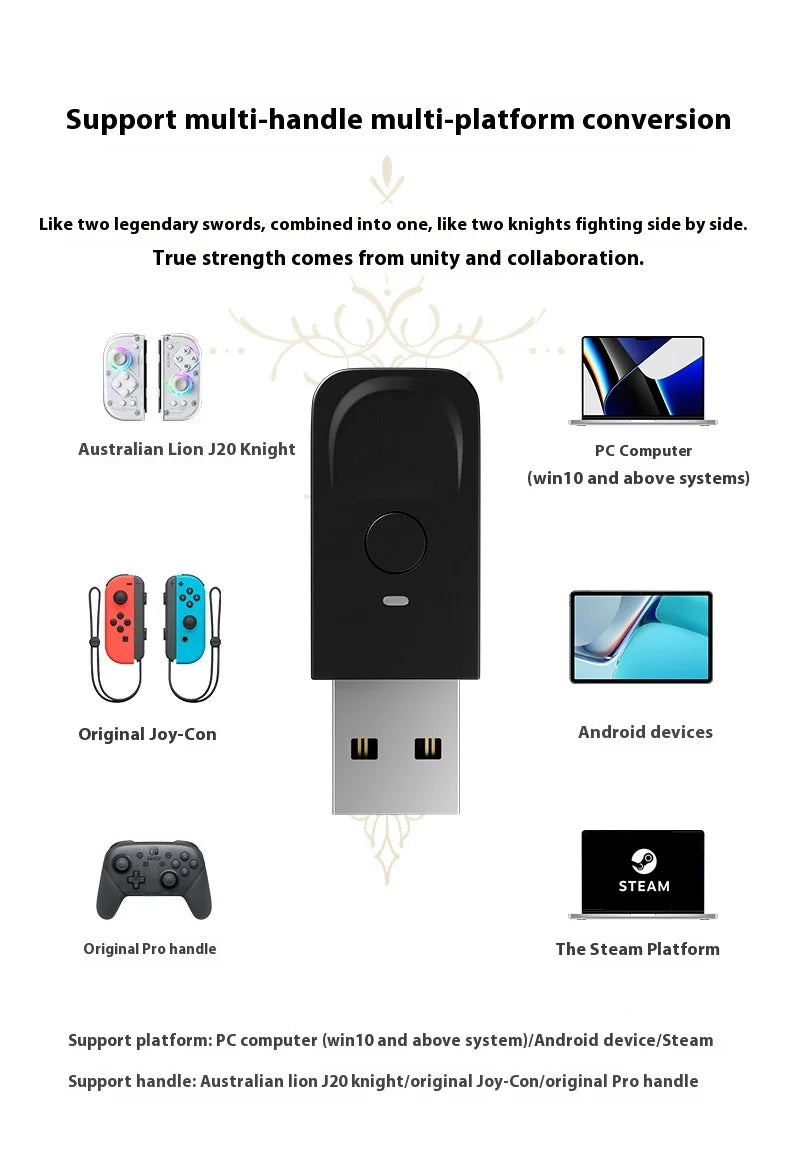 Aolion J20 Knight Wireless Gamepad — Motion-Sensing Custom Joystick for NS Joycon, Left & Right Switch Game Accessories