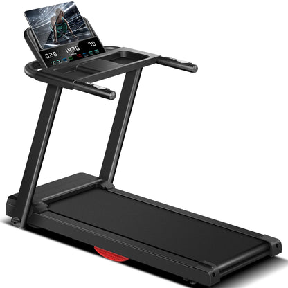 3.0HP Brushless Foldable Treadmill – 300LB Capacity, HR Monitor, Dual Shock Absorption, Quiet Design with Cup/Phone Holder