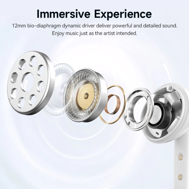 QCY Melobuds N50 Wireless Earphones – Bluetooth 5.4, ANC, 6-Mic Clear Call, Multipoint Connection Earbuds