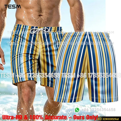 Men’s Lion Print Beach Shorts - Casual Summer Vacation & Sports Running Shorts