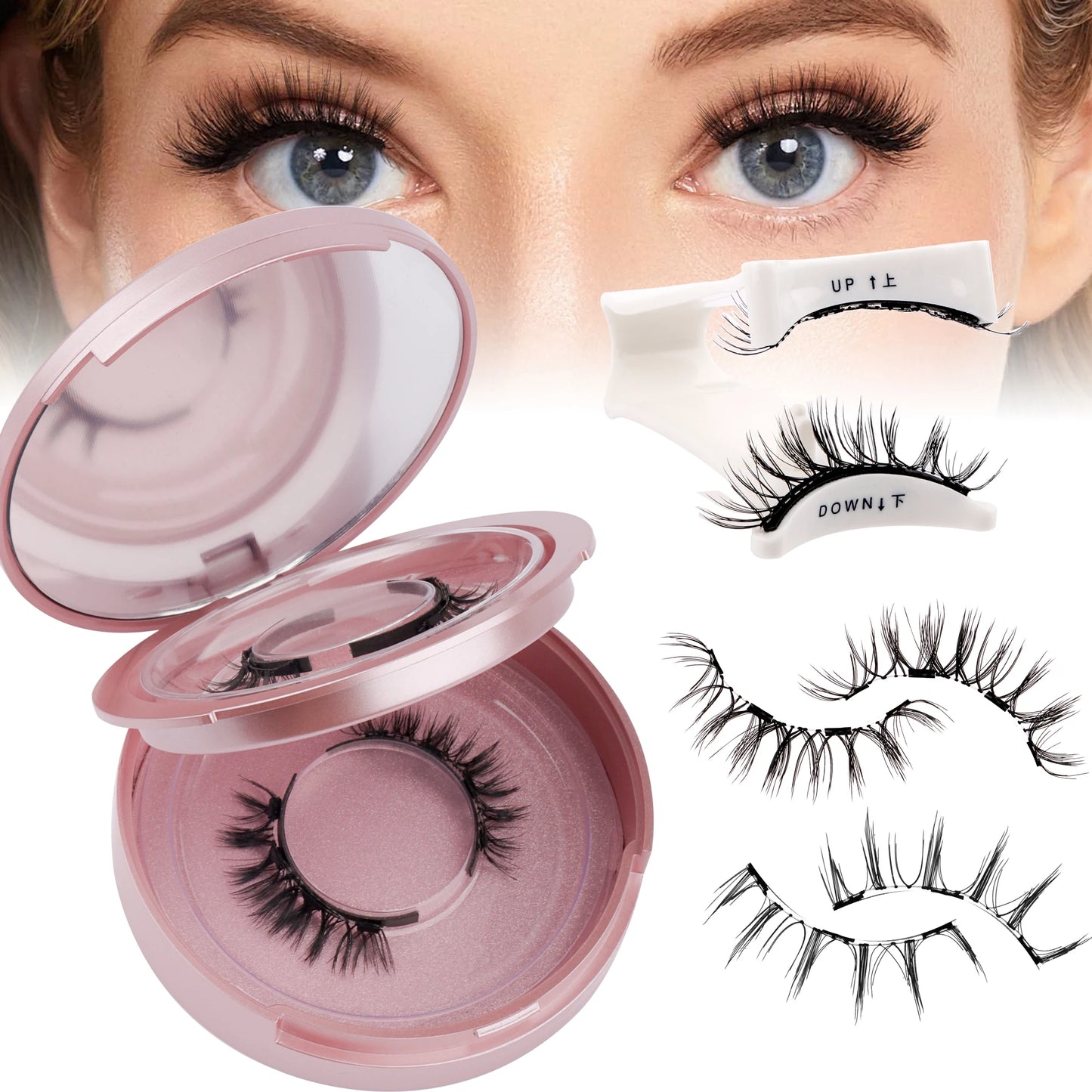 GEMERRY Magnetic Eyelashes Set with Applicator – Natural Look Reusable No Glue Soft Strip False Lashes Makeup Kit