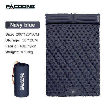 PACOONE Outdoor Camping Double Inflatable Mattress - Extra Wide Ultralight Folding Sleeping Pad