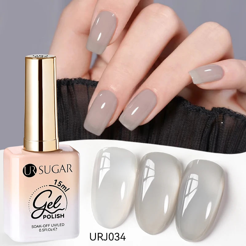 UR SUGAR 15ml Jelly Milky White Gel Polish – Translucent UV Soak Off Nail Art Varnish Semi-Permanent Fashion Nail Color