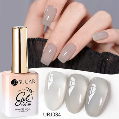 UR SUGAR 15ml Jelly Milky White Gel Polish – Translucent UV Soak Off Nail Art Varnish Semi-Permanent Fashion Nail Color