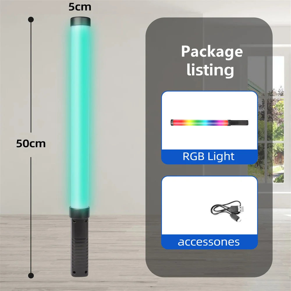 RGB LED Video Light Stick Wand Handheld Photography Fill Light with Tripod Stand for Party, Vlogging & Studio Shooting