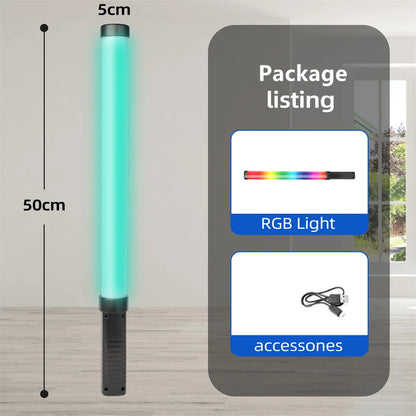 RGB LED Video Light Stick Wand Handheld Photography Fill Light with Tripod Stand for Party, Vlogging & Studio Shooting
