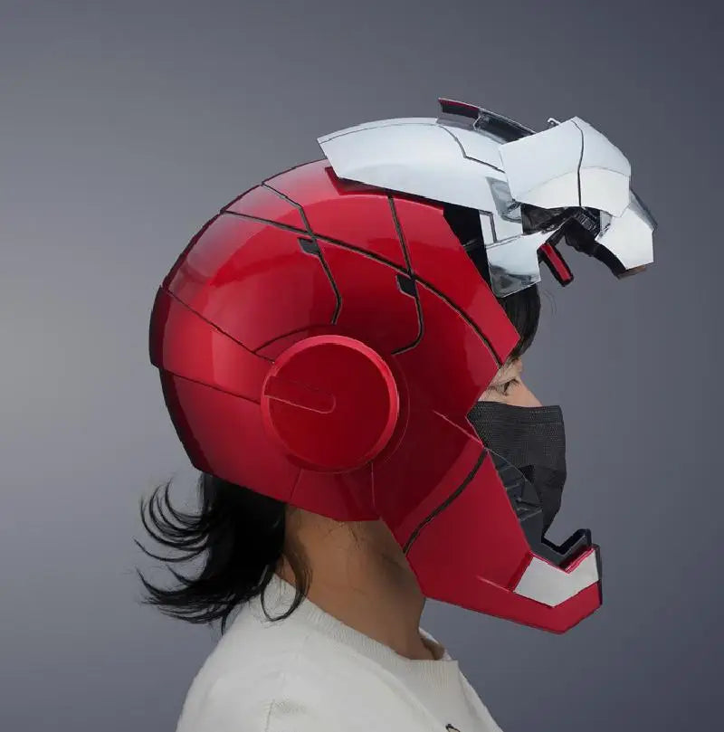 1:1 Iron Man Helmet Mk5 to Mk50 – Avengers War Machine Cosplay with Electric Open/Close, English Voice & Remote Control, Christmas Gift Toy