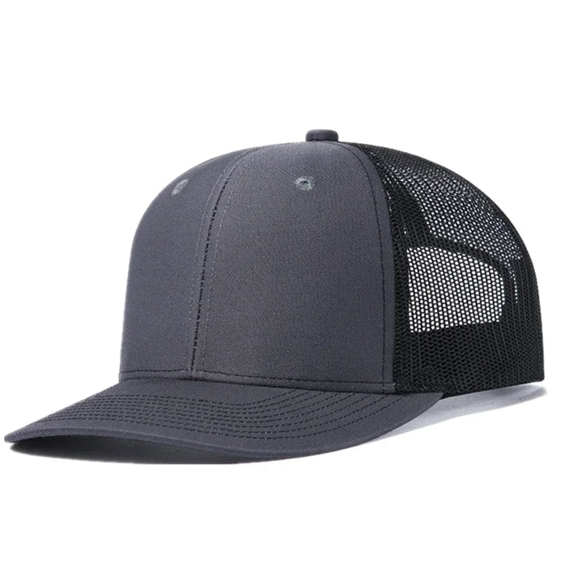 Unisex Curved Brim Trucker Hat - Breathable Summer Mesh Baseball Cap for Men & Women