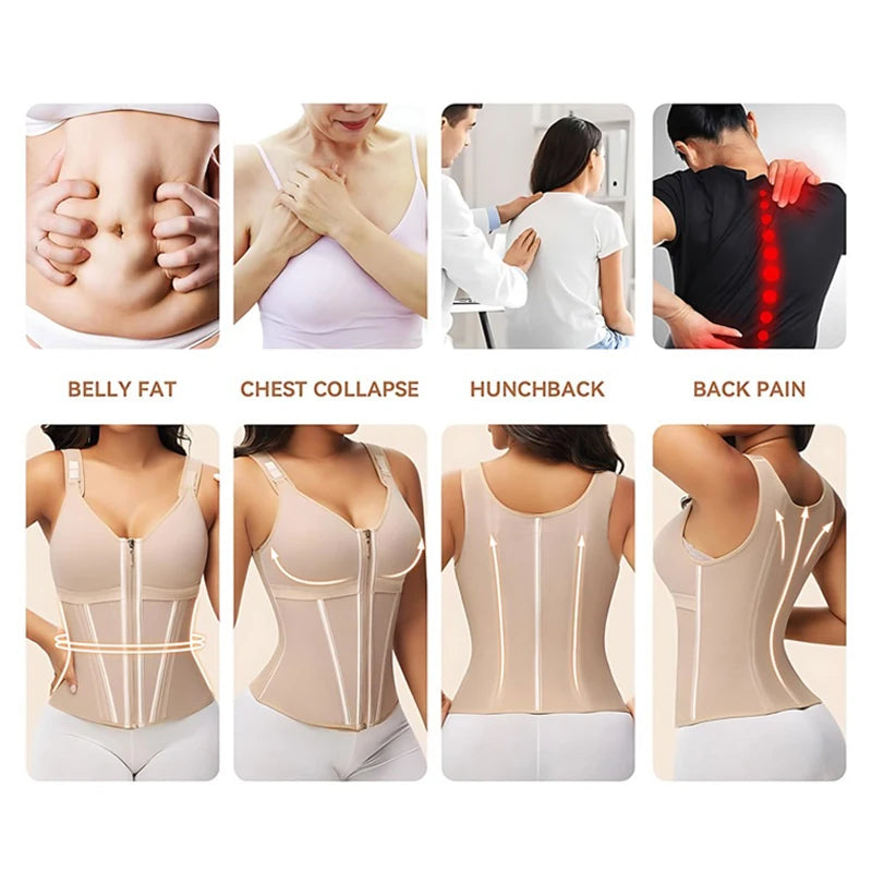 AfruliA XXXS Colombian Fajas – High Compression Vest Waist Trainer Corset with Zipper & Hook, Flat Belly Slimming Body Shaper