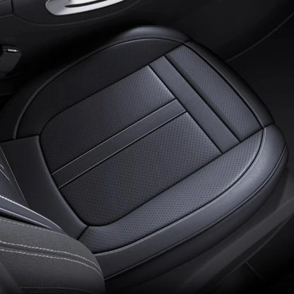 Nappa Leather Car Seat Cover - Anti-Slip Full-Wrap Front Seat Protector Cushion Mat for Drivers