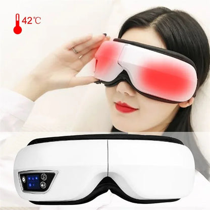6D Rechargeable Eye Massager – Vibrating Hot Compress with Bluetooth Music for Relaxation, Sleep Improvement & Eye Care