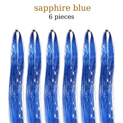 48-Inch Hair Tinsel Kit – 1200 Strands, 12 Colors Sparkling Fairy Hair Extensions with Tool