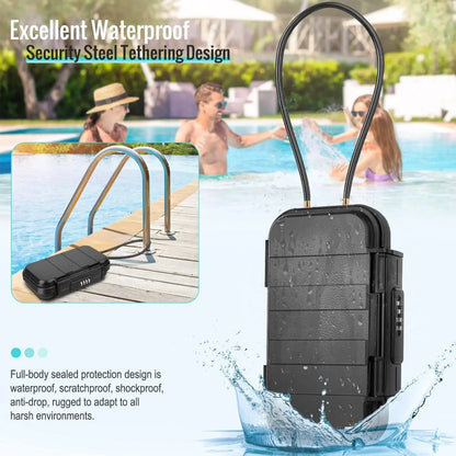 Portable Travel Safe Lock Box – Waterproof Anti-Theft Gym & Beach Box with Combination Lock and Removable Chain