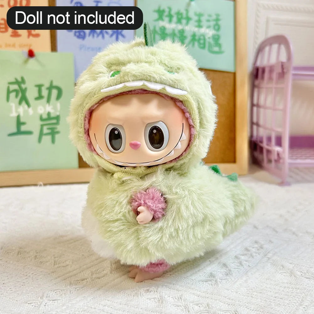 17cm Labubu Doll Clothes — DIY Accessories Heartbeat Long-Eared Furry Rabbit Costume | Cartoon Dress-Up Outfit
