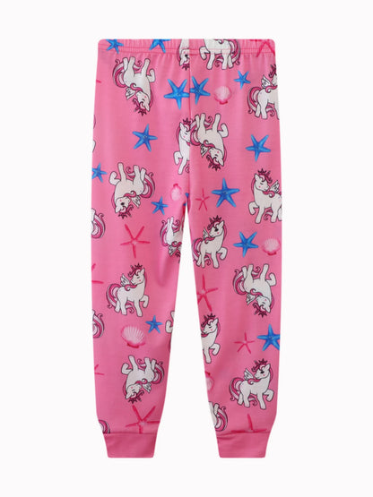 Girls Unicorn Cartoon Pajama Set – Long Sleeve Two-Piece Sleepwear for Kids