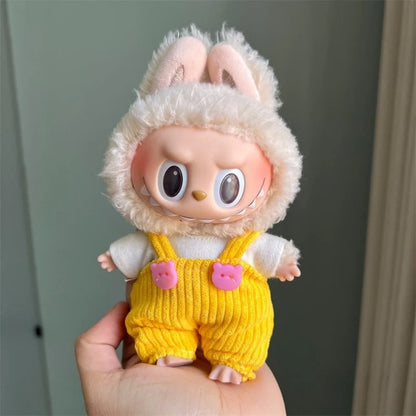 Cute Mini Plush Doll Clothes for 17cm Labubu – Various Overalls & Outfit Accessories