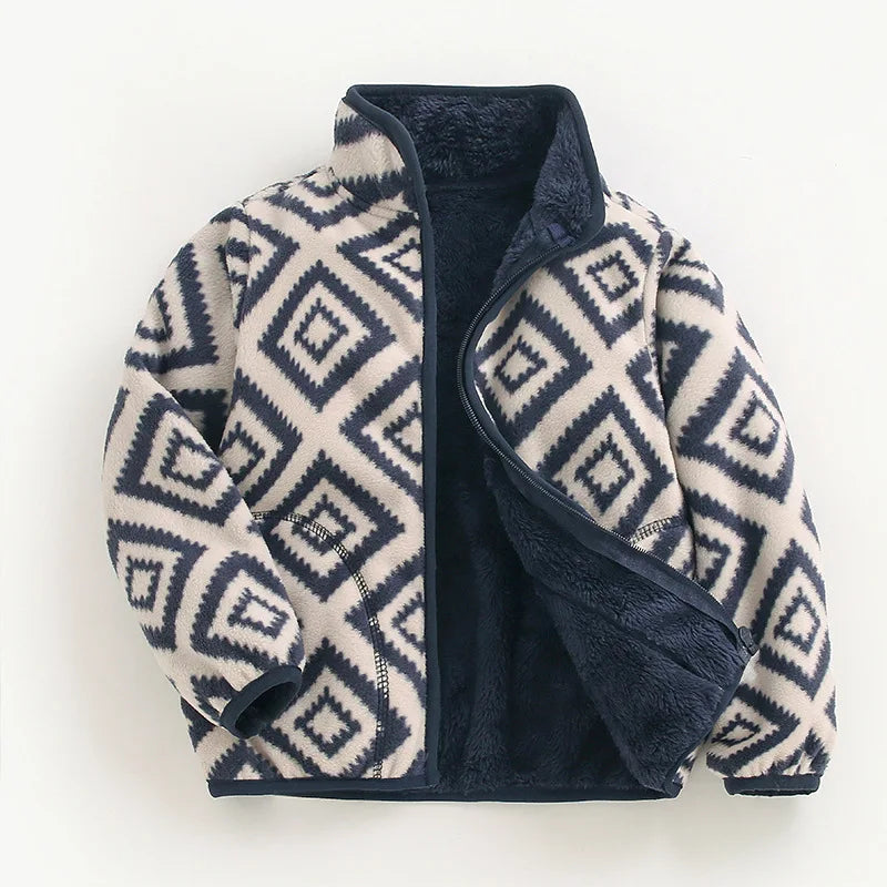 Kids Fleece Windbreaker Jacket - Warm Spring & Autumn Sports Outerwear for Boys & Girls