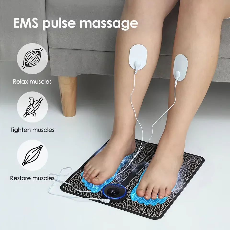 Electric Foot Massager Pad - Muscle Relaxation & Massage Trainer for Home, Fitness, Outdoor Sports & Family Use