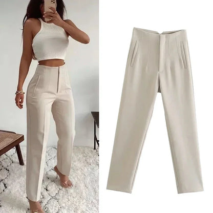 Women High Waist Office Pants - Fashion Formal Pencil Trousers for Workwear Business & Casual Outfits