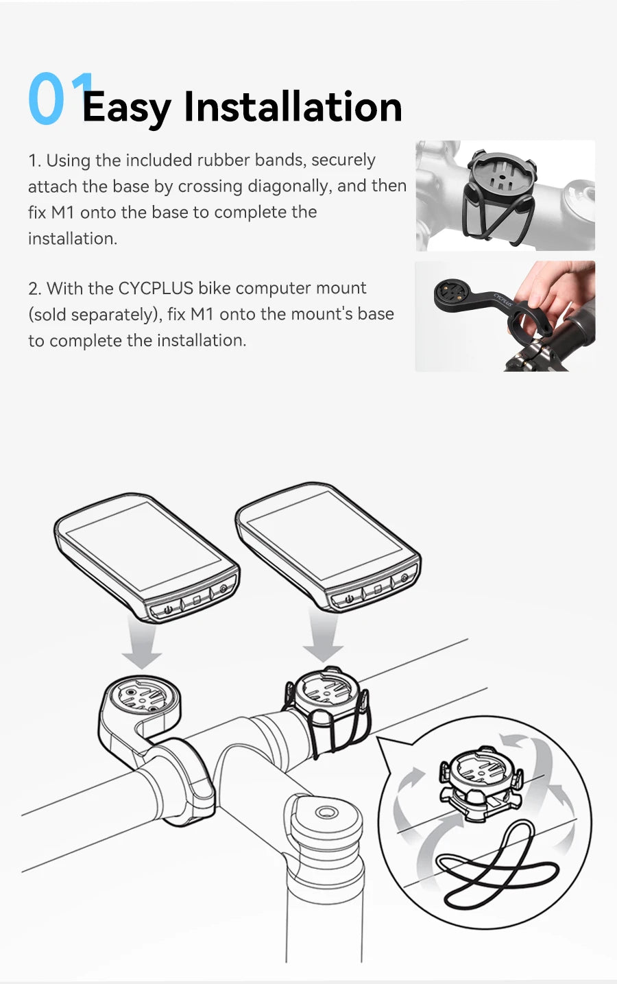 CYCPLUS M1 GPS Bicycle Computer - Bluetooth 5.0 & ANT+ Cycling Speedometer | Speed Meter Compatible with Garmin Zwift | Bike Accessories