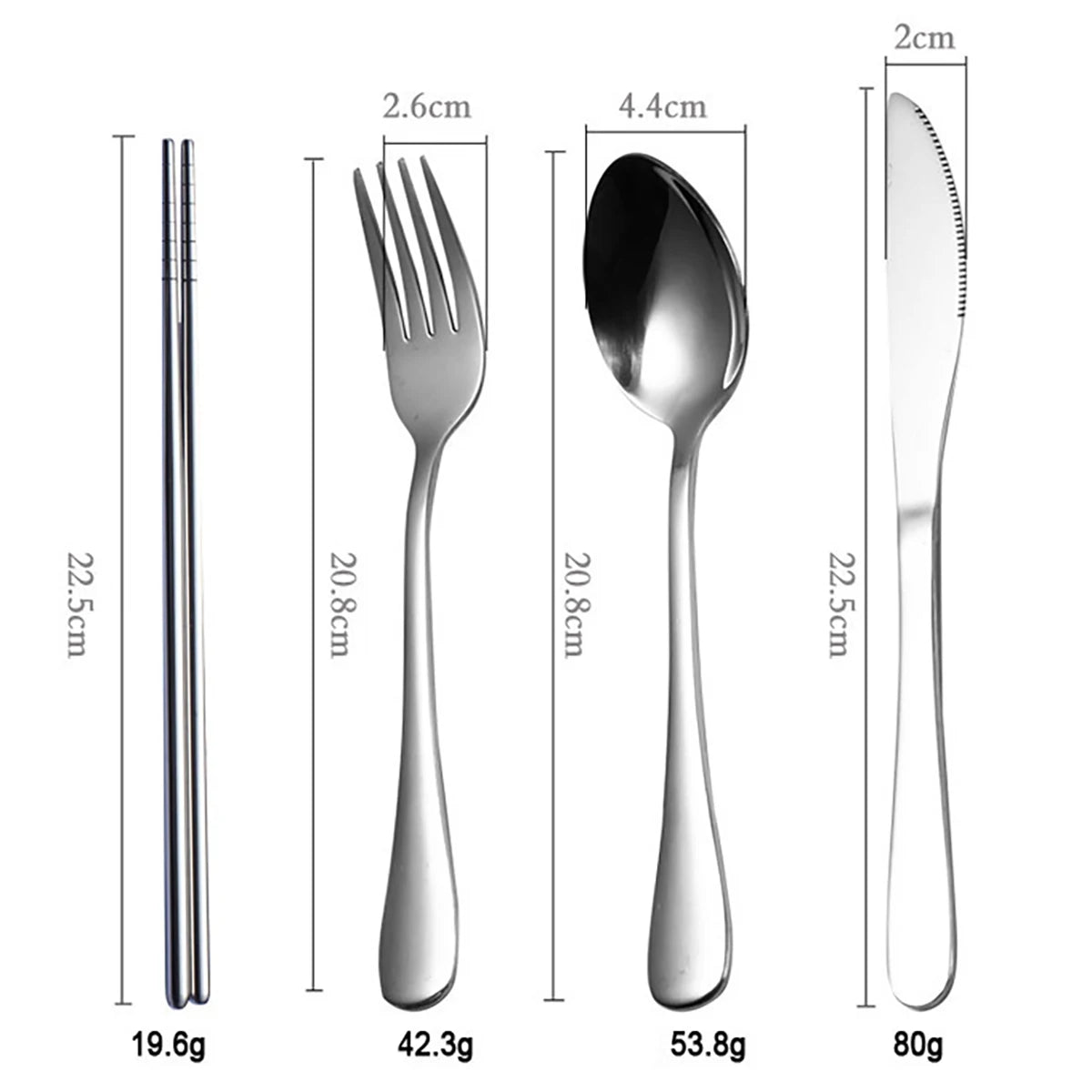 8PCS Portable Tableware Set — Travel Picnic Cutlery with Chopsticks, Fork, Spoon & Knife in Carry Case