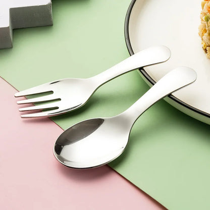 Portable 304 Stainless Steel Tableware – Children's Spoon and Fork Set, Outdoor Tourism and Dessert Utensils