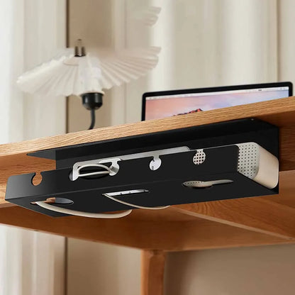 2024 Under Desk Cable Management Tray with Clamp - Sturdy Cord Holder for Power Strips, No Drilling Required, Spacious Design