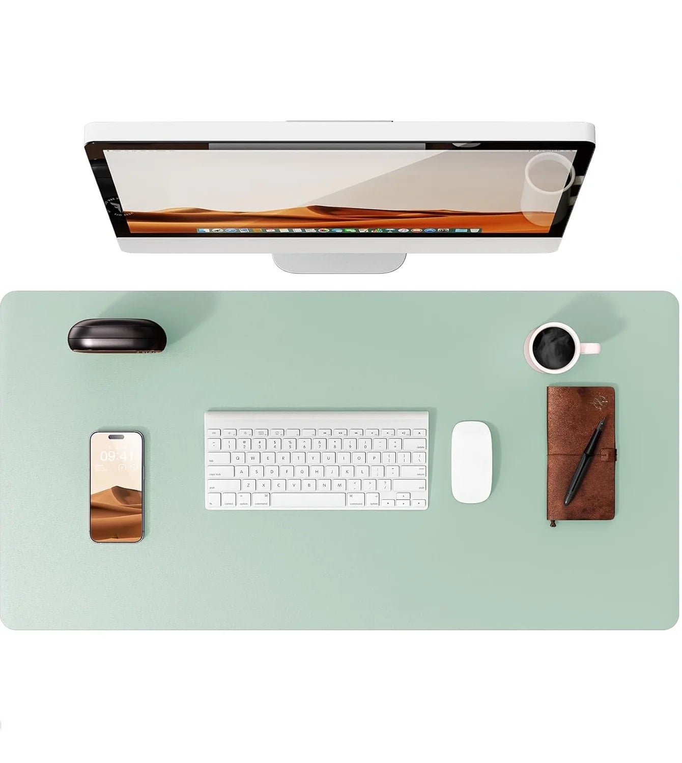 Large Leather Mouse Pad Desk Mat - Non-Slip PU Leather Office Desk Protector for Laptop & Workspace Setup