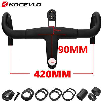 KOCEVLO H11 Carbon Road Bike Handlebar with Stem - Integrated Handlebar 370/390/400/420mm for 28.6/31.8mm Systems