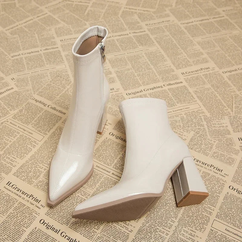 2024 High Heel Ankle Boots – Pointed Toe, Sexy Side Zip Women's Classic Daily Boots