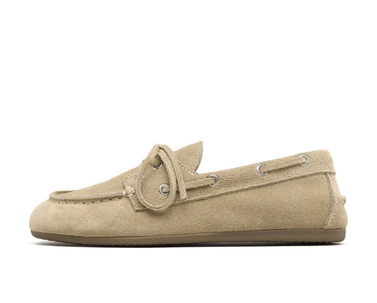 Smile Circle Women’s Genuine Leather Boat Shoes – Lace-Up Moccasins, Flat Casual Loafers