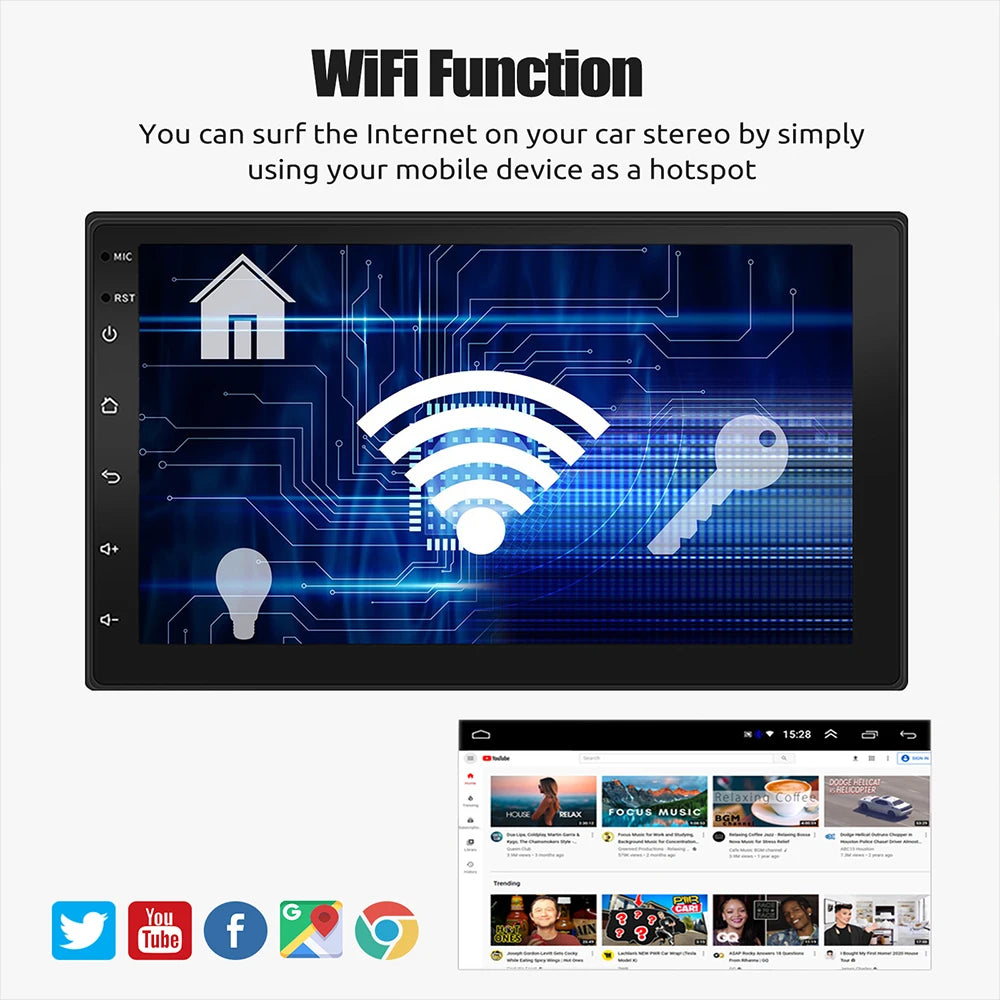 ESSGOO 2-Din Android Car Radio — 7/9/10" CarPlay Multimedia Player with GPS, Stereo Video Player for Tesla-Style, Nissan & Hyundai