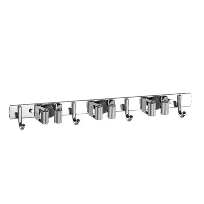 Stainless Steel Wall Mount Mop Organizer Holder: Broom Hook for Kitchen & Bathroom Organization