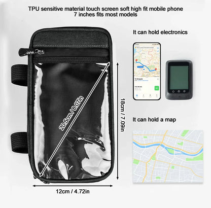 PHMAX Insulated Cycling Front Handlebar Bag – Large Waterproof MTB Pannier with Touch Screen & Cooler Compartment