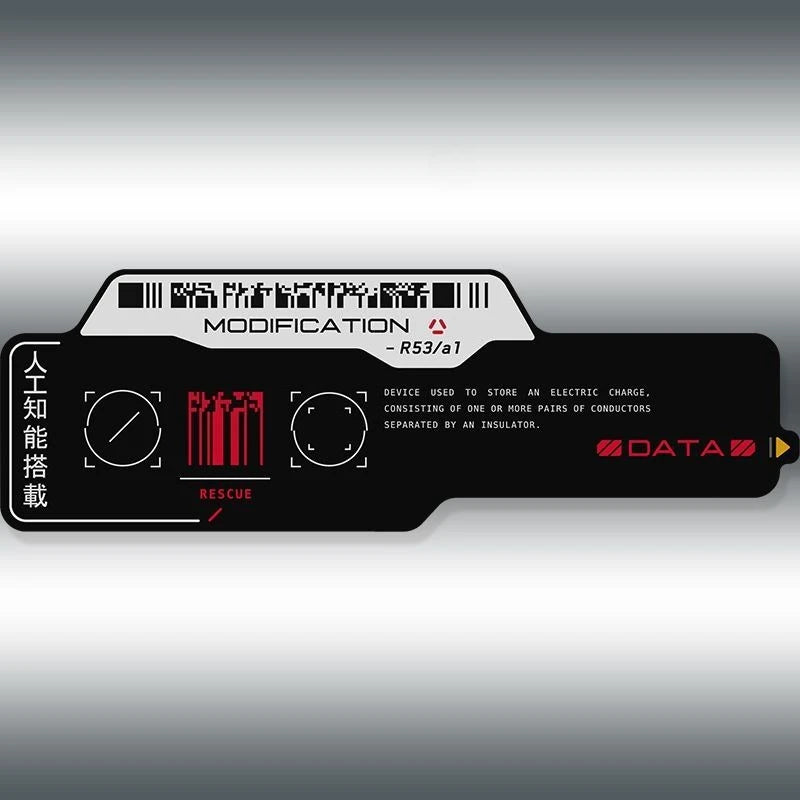 Cyberpunk Mechanical Reflective Vinyl Moto Sticker – QR Code English Off-Road Car, Luggage & Glass Decal Decoration Sticker