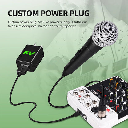 Debra V8 8-Channel Audio Mixer – Bluetooth & USB Mixer with 48V Phantom Power, Delay/Repeat Effects for PC Recording & Sound Console
