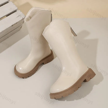 Children’s Knee-High Boots 2025 – Autumn Girls Princess Boots, Comfortable Non-Slip Zipper Long Boots for Students
