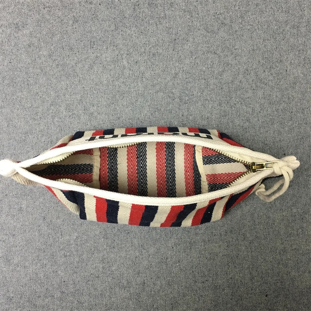 2024 Cotton Stripe Canvas Zip Pouch – Fashionable Handheld Cosmetic Cloth Bag