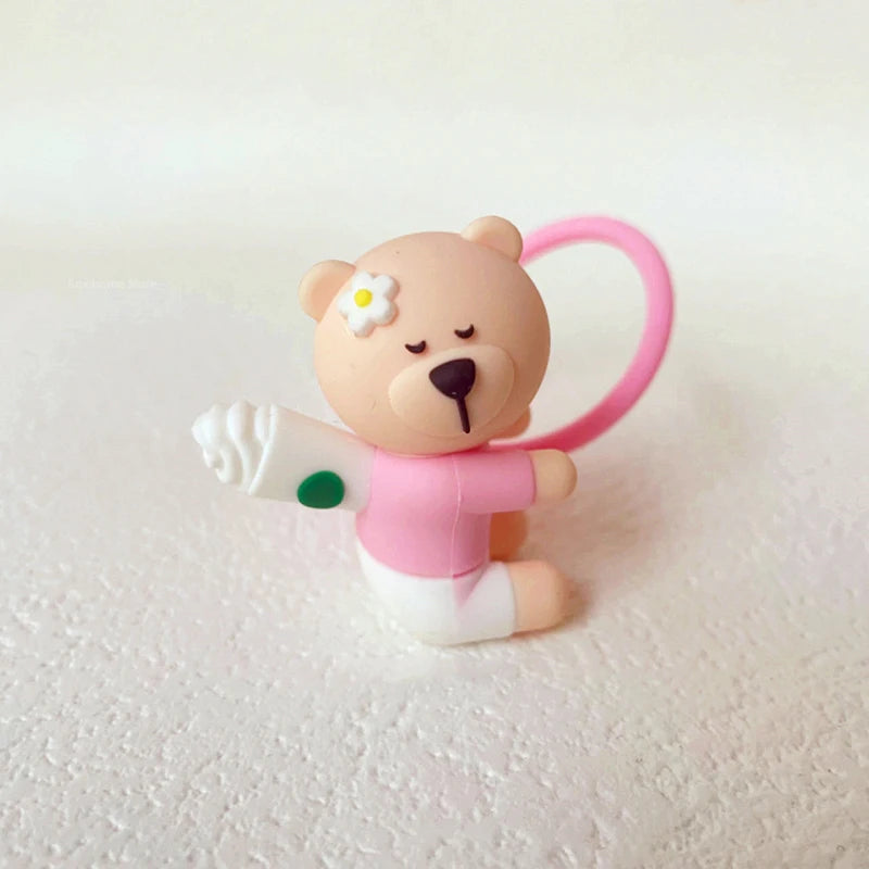 Cute Cartoon Bear Silicone Straw Covers – Dust Plug Cap for 7-8mm Large Caliber Drinking Cups