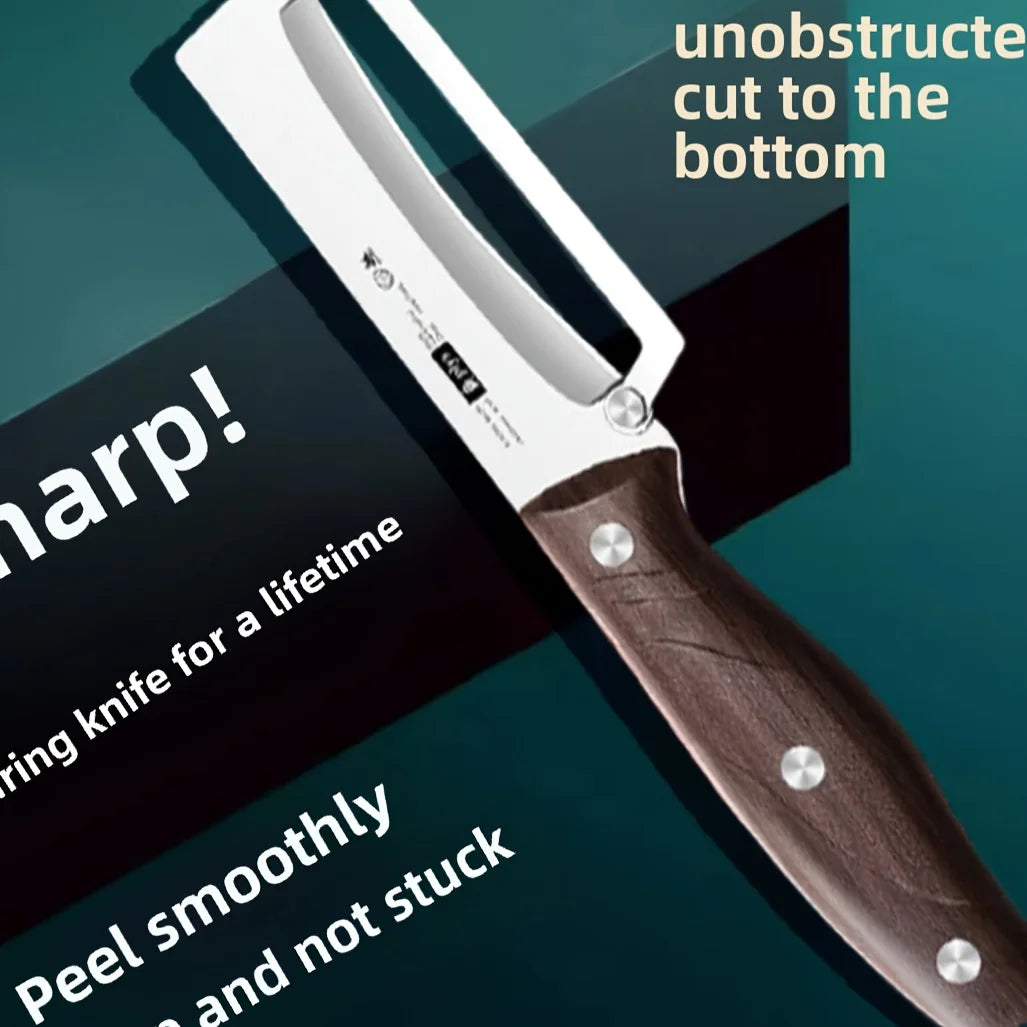 Stainless Steel Fruit & Vegetable Peeler with Wooden Handle – Durable and Smooth Slicing