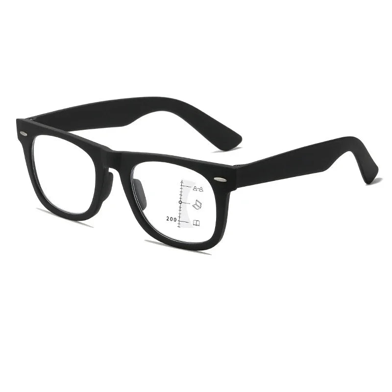 HD Progressive Multifocal Reading Glasses – Vintage Square Anti-Blue Light Eyewear for Men & Women
