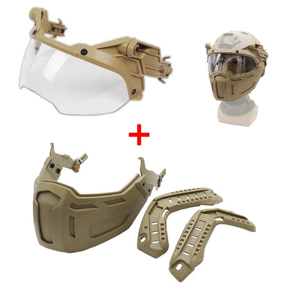 Tactical FAST Helmet Half Face Mask with Flip Goggles – Airsoft, Paintball, and Hunting Gear Accessories