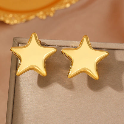 Stainless Steel Star Stud Earrings — Exquisite Sparkling Fairy Jewelry for Women, Ornate Texture, Perfect Gift for Best Friend